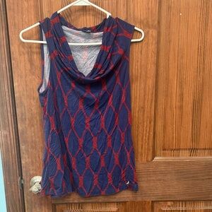 Nautica Navy and Red Patterned Tank Top